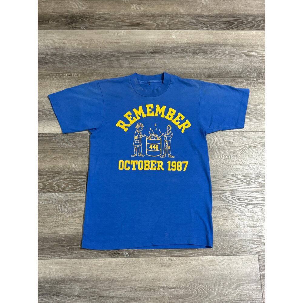 Vintage 1987 Remember October 1987 Camp Shirt Single Stitch Retro - Men’s Small